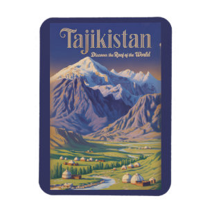 Íman Ilustração de Paisagem do Tajiquistão Arte de Viag