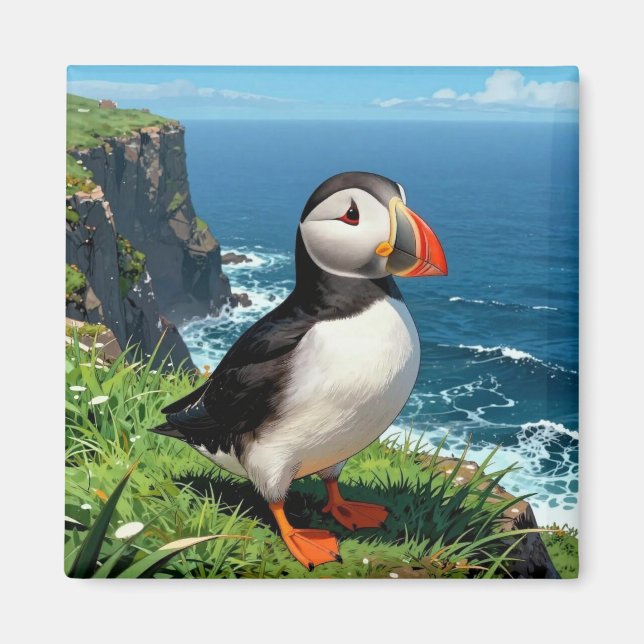 Íman Ilustração de Papagaio-do-Mar à Beira-Mar   (Frente)