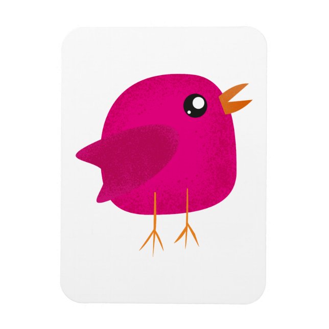 Íman Ilustração de Passarinho Rosa Fofa (Vertical)