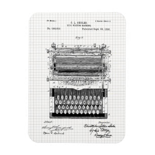 Íman Ilustração de Patente de Máquina de Escrever Vinta