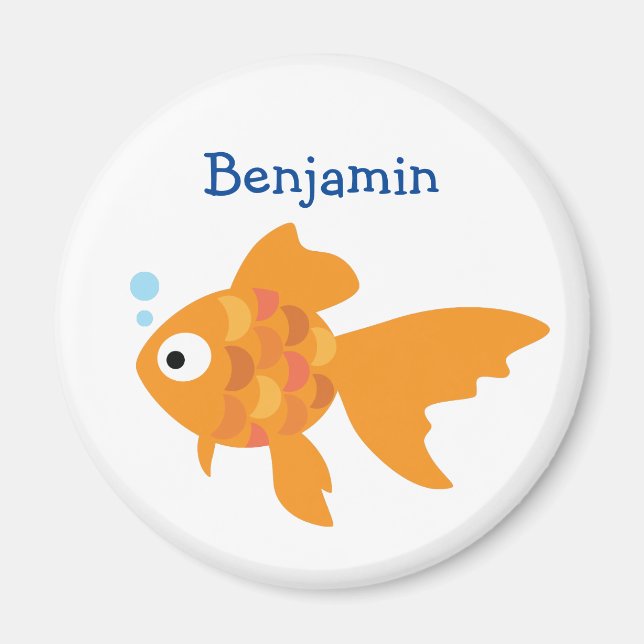 Íman Ilustração de Peixe Dourada Amigável (Frente)
