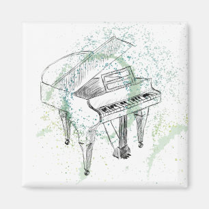 Íman Ilustração de Piano Personalizada Arte Desenho Ama
