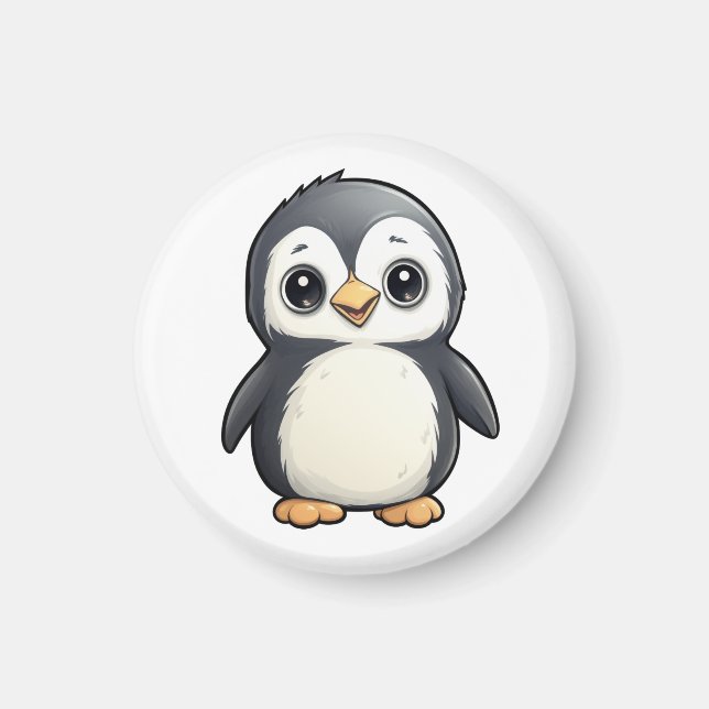Íman Ilustração de pinguim de desenho animado (Frente)