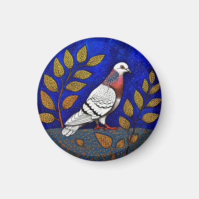 Íman Ilustração de pombo (Frente)