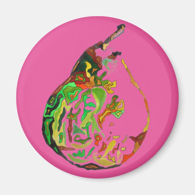 Íman Ilustração de pop de de fruta de pintura de pera (Frente)