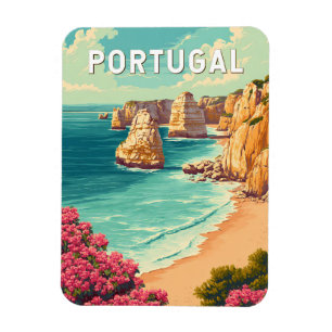 Íman Ilustração de Portugal Viagem Arte Vintage