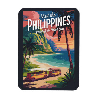 Íman Ilustração de Praia das Filipinas Arte de Viagem V