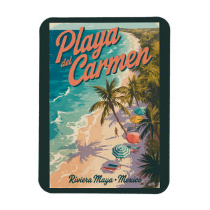 Íman Ilustração de Praia de Playa del Carmen Arte de Vi