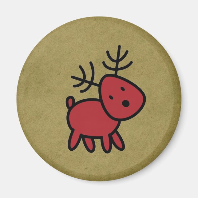Íman Ilustração de Reindeer Red Christmas (Frente)