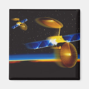 Íman Ilustração de satélites no horizonte da Terra