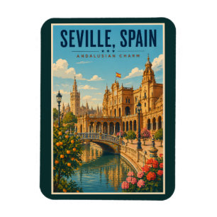 Íman Ilustração de Sevilha Espanha Arte de Viagem Vinta