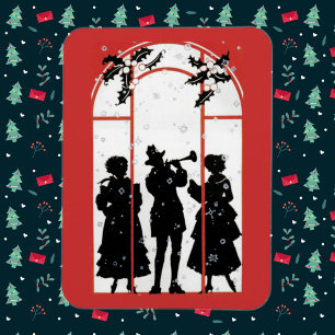 Íman Ilustração de Silhueta de Cantores de Natal Vintag