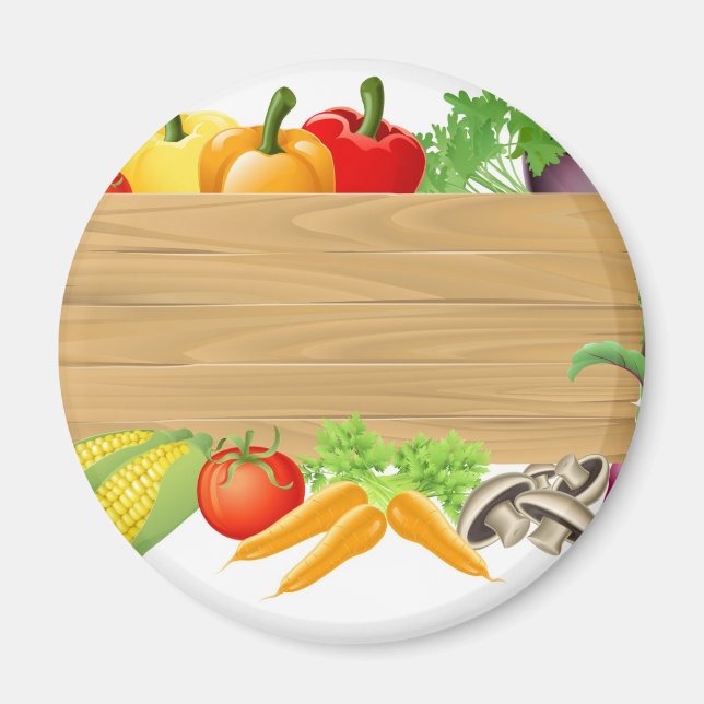 Íman Ilustração de sinal de madeira vegetal (Frente)