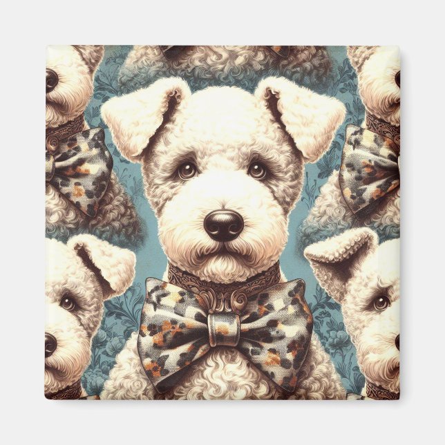 Íman Ilustração de Terrier Bedlington Retro (Frente)