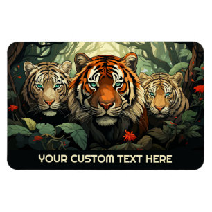 Íman Ilustração de Tigres de Texto Personalizados