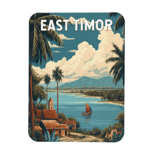 Íman Ilustração de Timor-Leste Viagem Arte Vintage