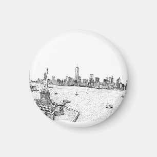 Íman Ilustração de Tinta de Caneta Skyline New York