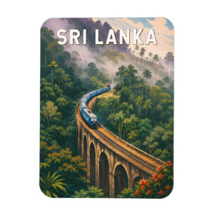 Íman Ilustração de Trem do Sri Lanka Arte de Viagem Vin