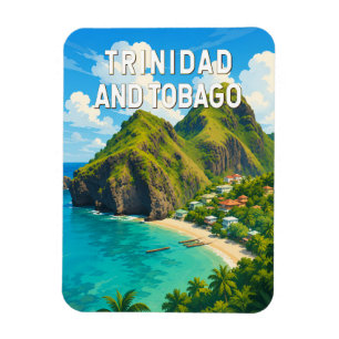 Íman Ilustração de Trinidad e Tobago Viagem Arte Retro