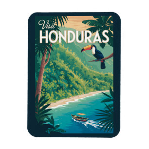 Íman Ilustração de Tucano de Honduras Arte de Viagem Vi