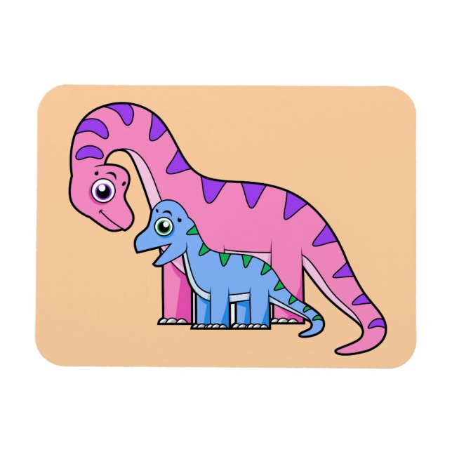 Íman Ilustração De Um Brachiossauro Mãe E Filho. (Horizontal)