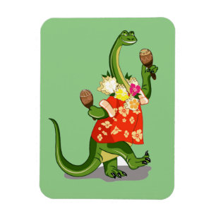 Íman Ilustração De Um Brontossauro Jogando Maracas.