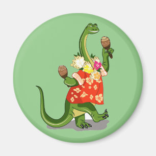 Íman Ilustração De Um Brontossauro Jogando Maracas.