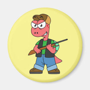 Íman Ilustração De Um Caçador De Espinossauro Com Arma.