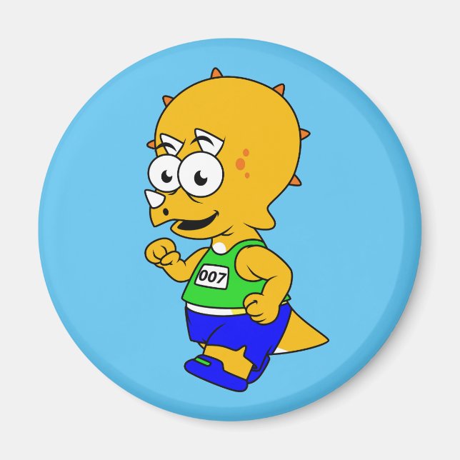 Íman Ilustração De Um Corredor De Tricerátops. (Frente)