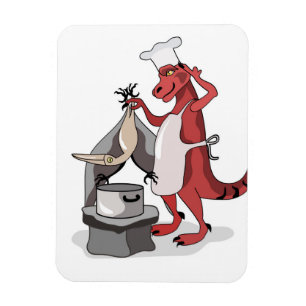 Íman Ilustração De Um Cozinhar De Chef Tyrannosaurus Re