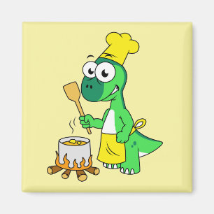 Íman Ilustração De Um Cozinhar De Dinossauro Parasaurol
