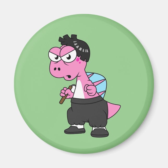 Íman Ilustração De Um Espinossauro Bruce Lee. (Frente)