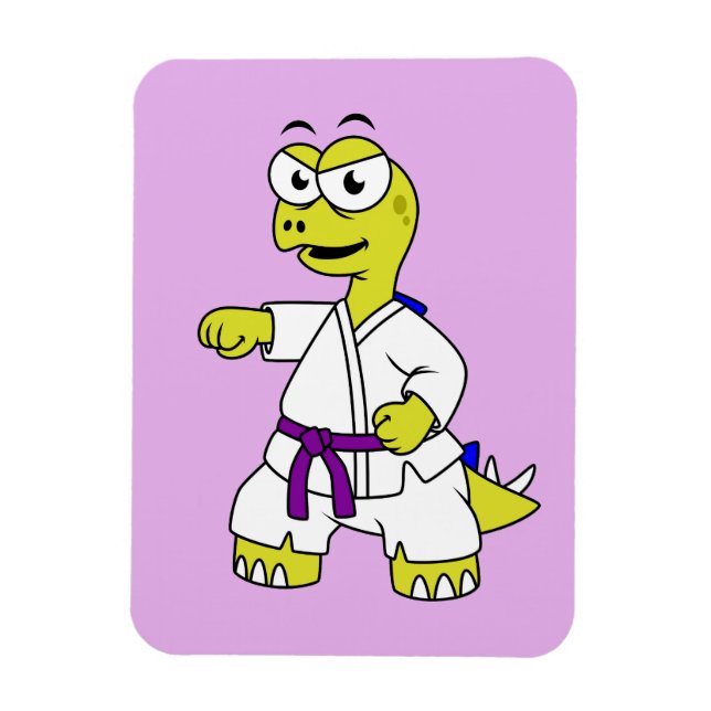 Íman Ilustração De Um Estegossauro Praticando Karato. (Vertical)