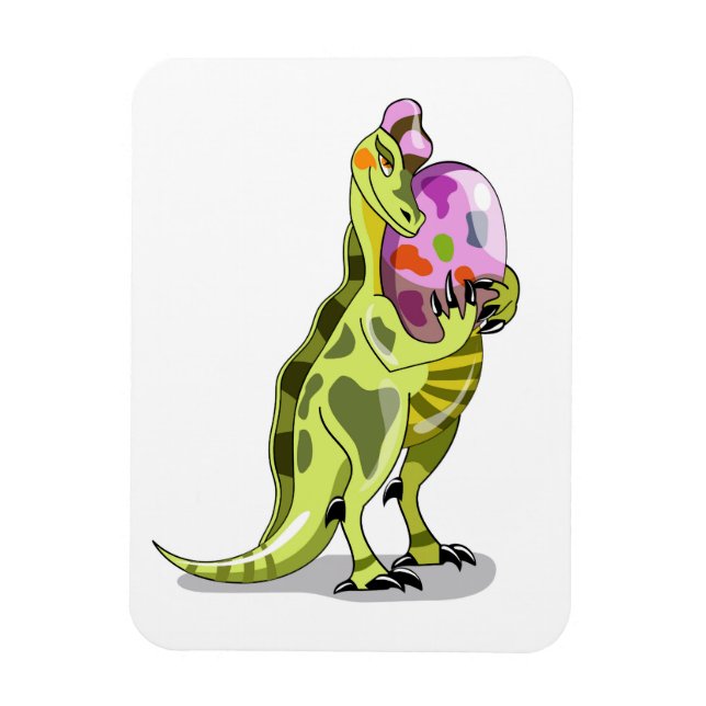 Íman Ilustração De Um Lambeossauro Que Detém Um Ovo. (Vertical)