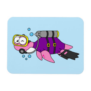 Íman Ilustração De Um Mergulhador Scuba Monstro De Loch