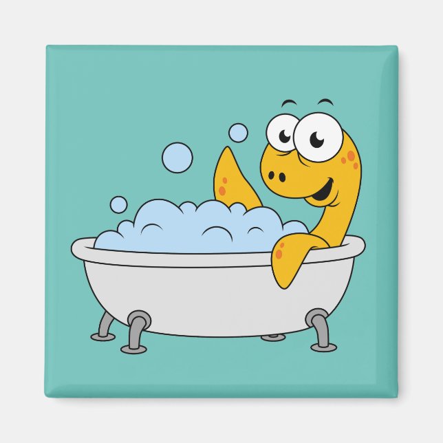 Íman Ilustração De Um Monstro De Ness Do Banho. (Frente)