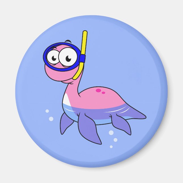 Íman Ilustração De Um Monstro De Snorkeling Loch Ness. (Frente)