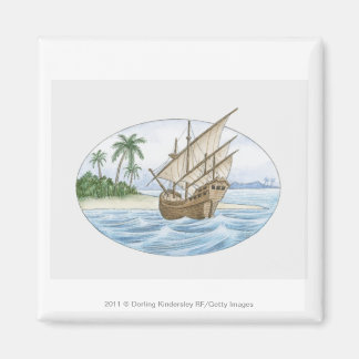 Íman Ilustração de um navio do século XVI perto da ilha