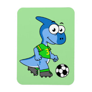 Íman Ilustração De Um Parasaurolofo Jogando Futebol.