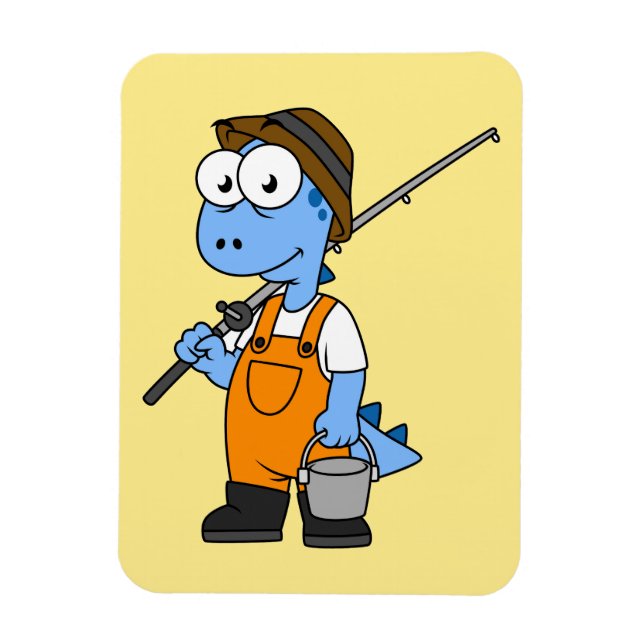 Íman Ilustração De Um Pescador De Allosaurus. (Vertical)