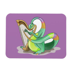 Íman Ilustração De Um Plateossauro Jogando A Harpa.