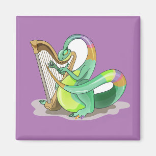 Íman Ilustração De Um Plateossauro Jogando A Harpa.