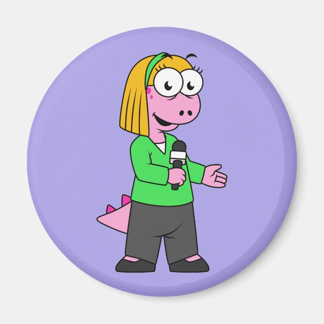 Íman Ilustração De Um Repórter De Notícias Do Allosauru (Frente)