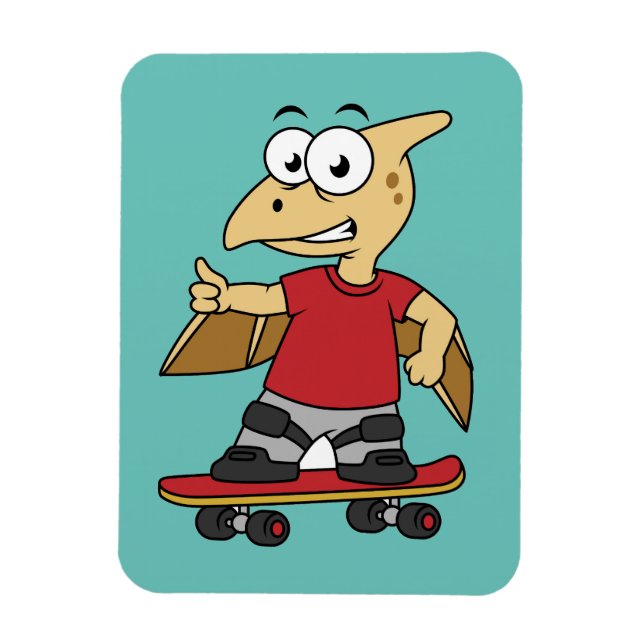 Íman Ilustração De Um Skate Pterossauro. (Vertical)