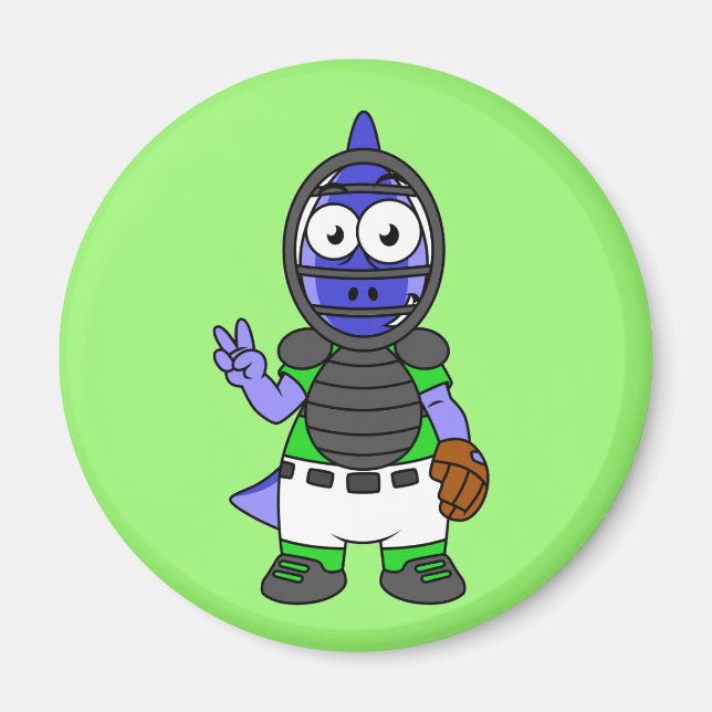 Íman Ilustração De Uma Caçadora De Basebol De Parasauro (Frente)