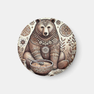 Íman Ilustração de Urso Decorativo