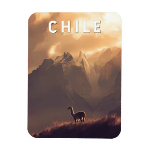 Íman Ilustração de Viagem Chile Arte Vintage