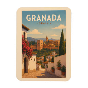 Íman Ilustração de Viagem da Alhambra Granada Espanha A
