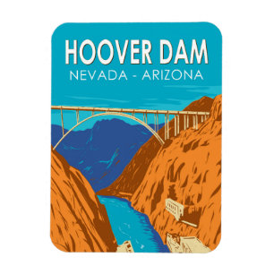 Íman Ilustração de viagem da Barragem Hoover Arizona Ne