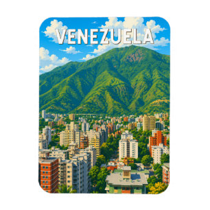 Íman Ilustração de viagem da Venezuela Arte Vintage